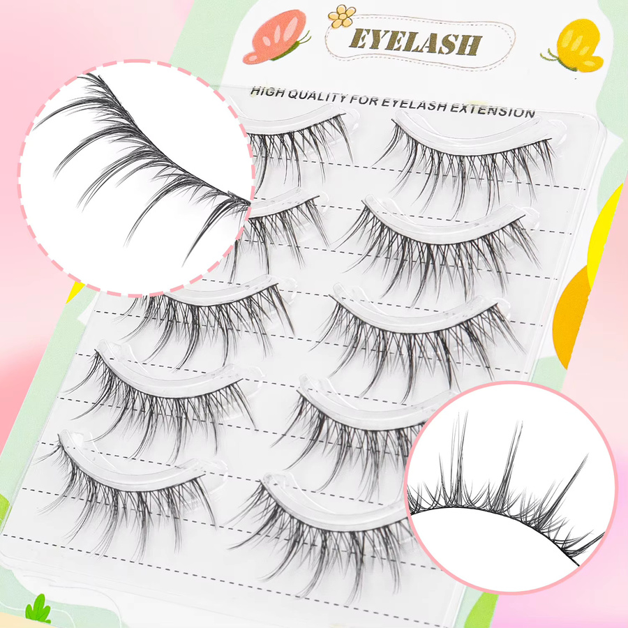 Batownly Falsche Wimpern, 5 Paar, Natürlich, Unisex - Bild 2