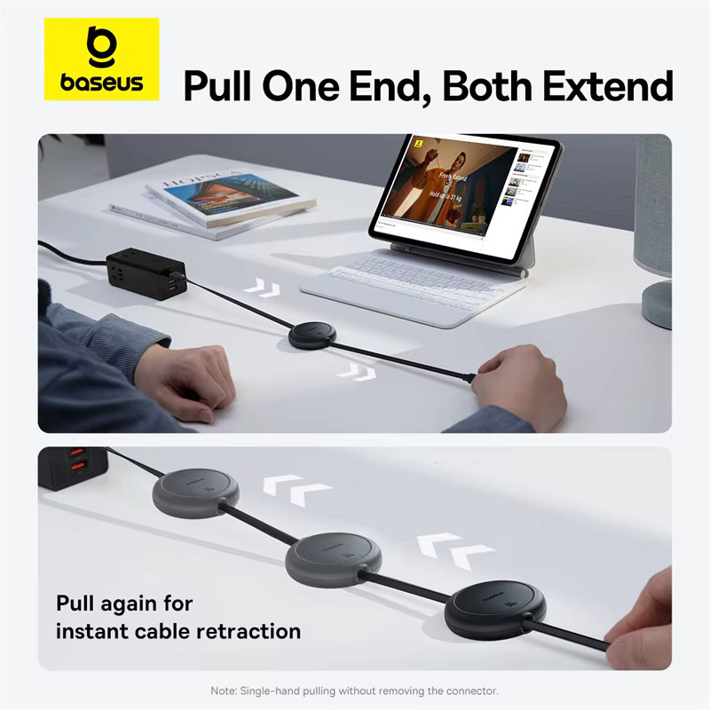 Baseus USB-C Kabel 60W einziehbar Schwarz für iPhone 15 Samsung Huawei und Xiaomi - Bild 2