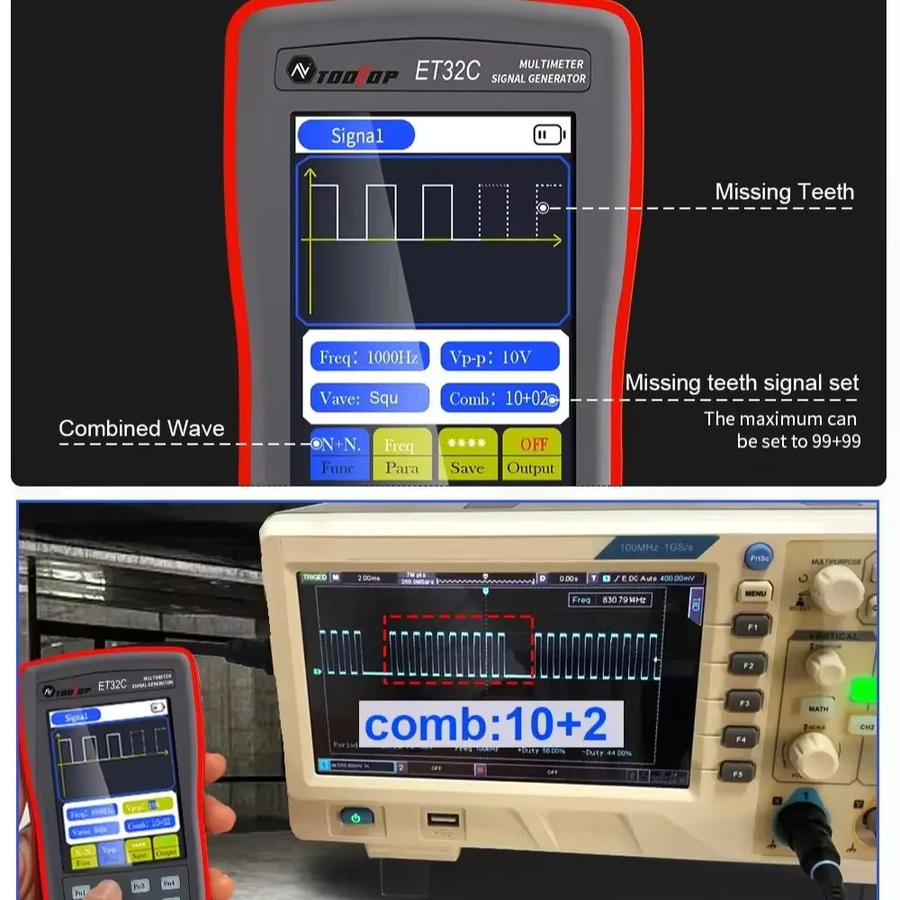 TOOLTOP ET31C/32C Tragbarer Kfz-Signalgenerator mit 9999 Hz PWM Wellenformspeicher für Autoreparaturen (12 V bis +12 V) - Bild 3