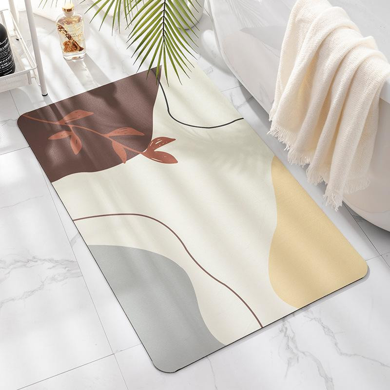 Rutschfeste Badezimmer Matte von Yiran Furniture, schnelltrocknende und saugfähige Fußmatte aus Kieselalgenschlamm, Multicolor, B/T: 60 x 40 cm - Bild 1