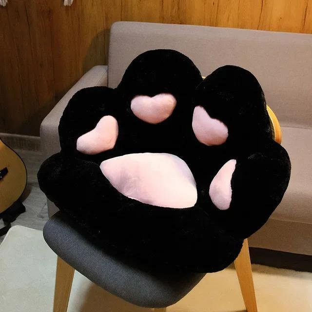 Kawaii Plüschbär Pfotenmatte Herzform aus Polyester, Schwarz, B/H: 60 x 70 cm - Bild 1