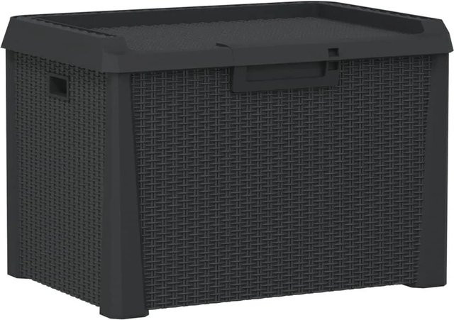 Furnicato Gartentruhe in Anthrazit mit Rattan-Optik und Soft-Close-Deckel, Volumen: 125 l - Bild 1