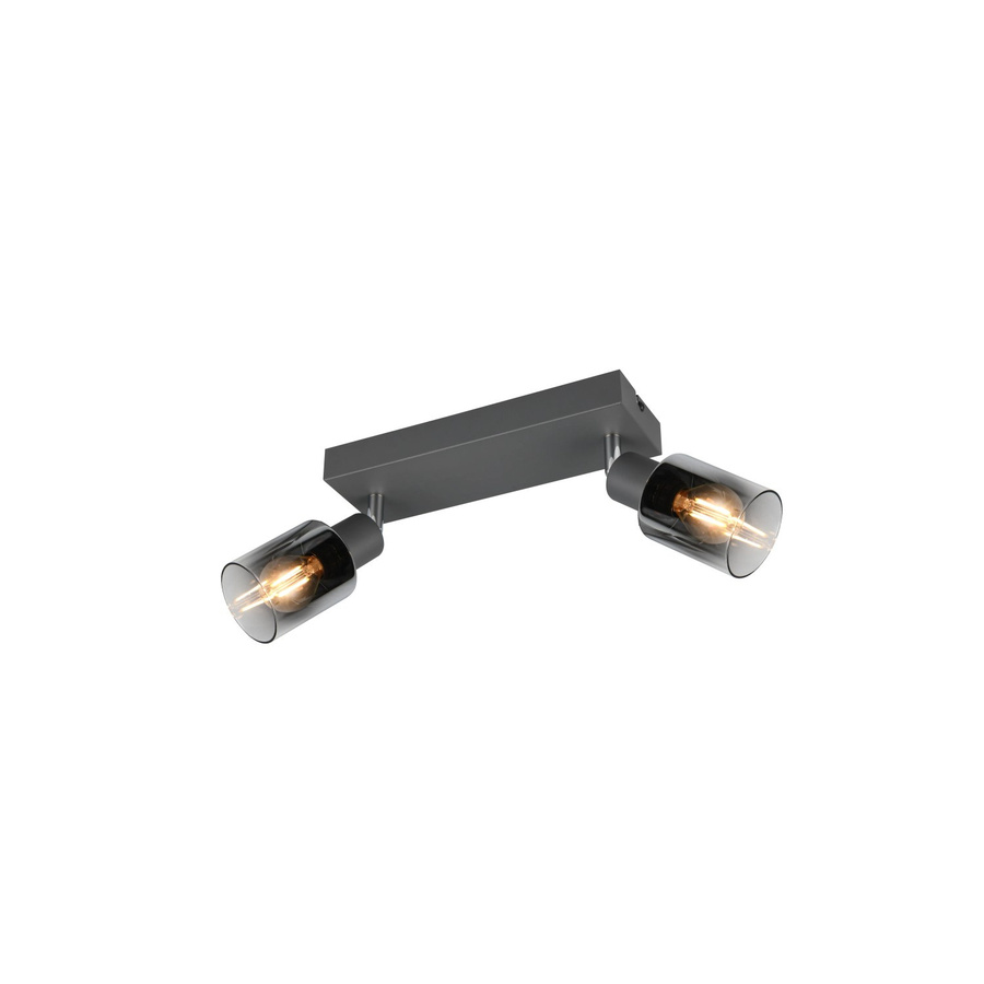 Reality Spot Cadiz 2-flg. Strahler aus Metall und Glas in Anthrazit B/H/T: 27,5 x 17 x 8,5 cm mit 2 E14 Fassungen - Bild 2