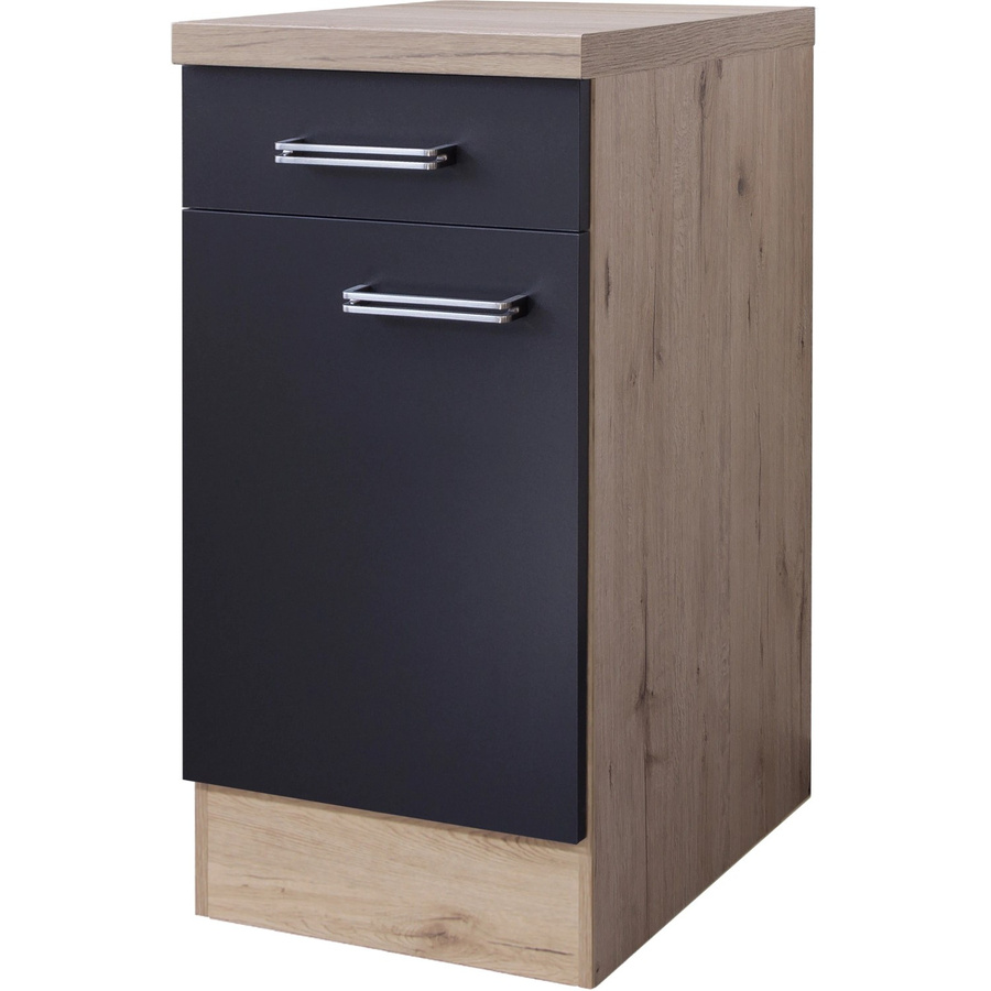 Flex-Well Küchen-Unterschrank Lara in Anthrazit und Eiche hell Nachbildung, Breite: 40 cm, Höhe: 60 cm, Tiefe: 86 cm - Bild 2
