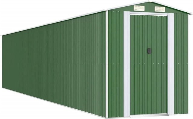 vidaXL Geräteschuppen aus verzinktem Stahl in Grün mit doppelten Schiebetüren und Lüftungsöffnungen B: 1021 cm, T: 192 cm, H: 223 cm - Bild 1