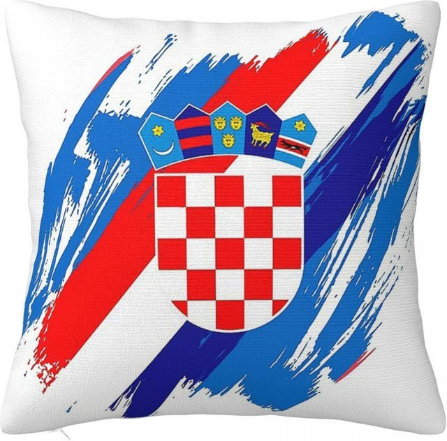 Dekorative Kissenhülle Kroatien Fußballflagge aus Polyester mit Reißverschluss, Farbe: Weiß, B/T/H: 30 x 30 x 30 cm - Bild 1