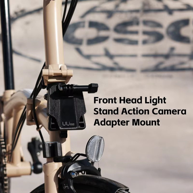 GoPro Kamera Halterung Basis aus PETG mit klappbarem Fahrrad Licht Adapter in Schwarz für Brompton Fahrrad Zubehör - Bild 2