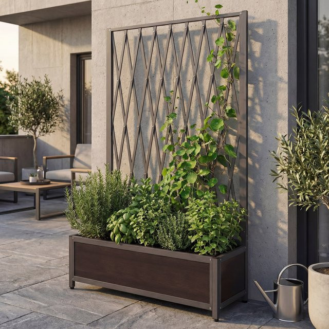 MCW Alu-Rankgitter G21 Scherengitter als Rankhilfe für Blumenkasten und Pflanzkübel aus Stahl, grau, H x B x T: 152 x 90 x 35 cm - Bild 1