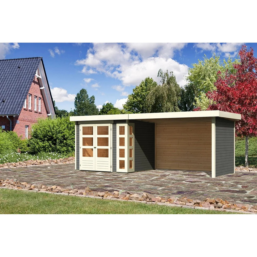 Karibu Holz-Gartenhaus Sölve in Terragrau mit Flachdach und modernem Design, B: 238 cm, T: 213 cm, H: 211 cm - Bild 2