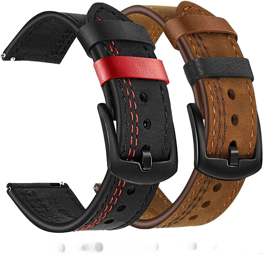 Uhrenarmband Leder, Schwarz, Klassisch, Unisex - Bild 4