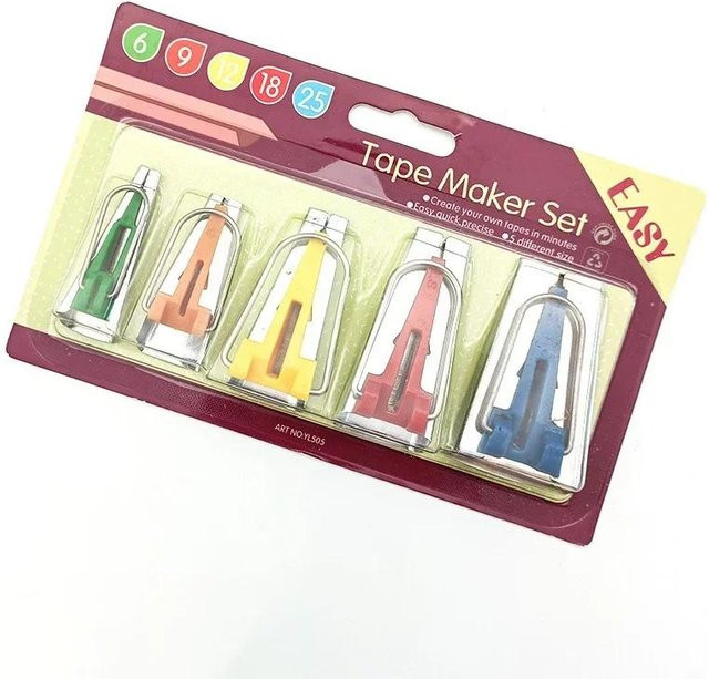 Super Six Professionelles Schrägbandformer-Set aus Edelstahl in verschiedenen Farben mit den Größen 6 mm, 12 mm, 18 mm und 25 mm für Nähen und Basteln - Bild 1
