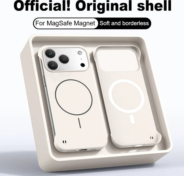 Ultra dünne matte Rahmenlose Schutzhülle für iPhone 18 17 Air 16 15 14 13 Pro Max Plus mit MagSafe und Stoßfestem Schutz in Gold und Weiß - Bild 1