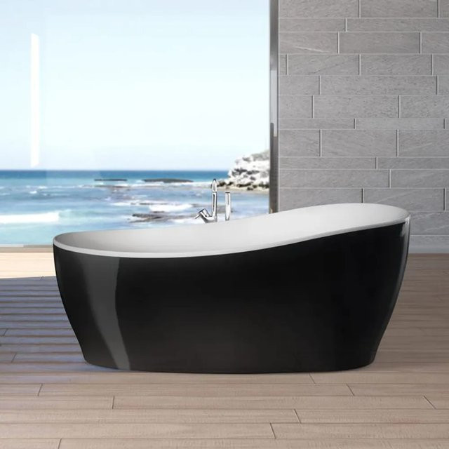 Freistehende Badewanne Aviva von OTTOFOND in Schwarz-Weiß, B/H/L: 85 x 44 x 180 cm, oval - Bild 1