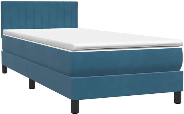 vidaXL Boxspringbett mit Matratze in Dunkelblau aus Samt, Hybridbett mit Taschenfederkern, B/T/H: 80 x 223 x 78 cm - Bild 1
