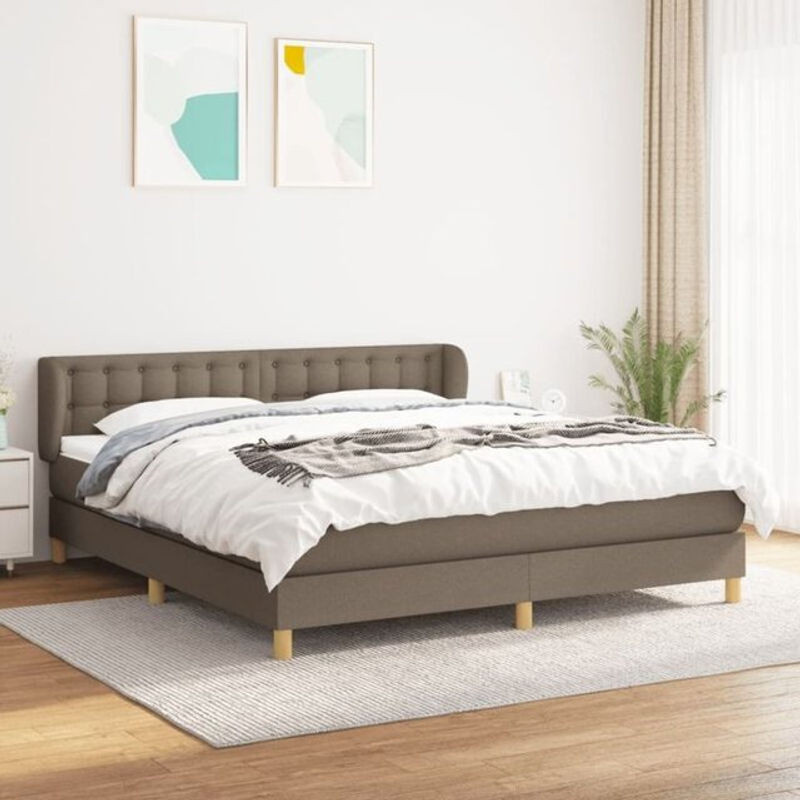 Boxspringbett mit Matratze von vidaxl in Taupe meliert aus Stoff mit Massivholz B/T: 180 x 200 cm - Bild 1