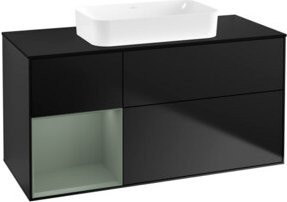 V&B Waschtischunterschrank Finion mit Regalfach links, Blau lackiert, B/T: 120 x 60 cm - Bild 1