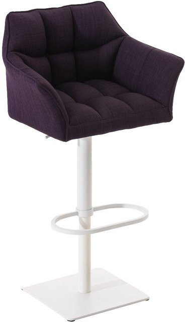 TPFLiving Barhocker Damaskus mit Armlehnen, Farbe Lila, Gestell Weiß, B/T/H: 45 x 58 x 113 cm - Bild 1