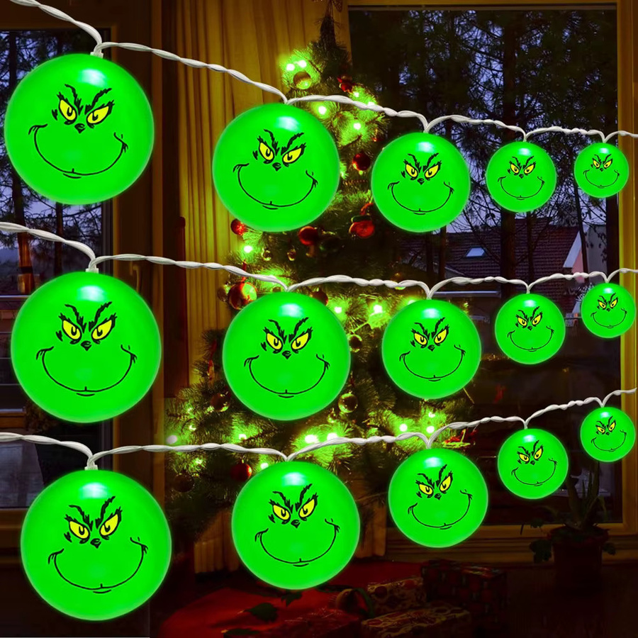 LED Weihnachts-Lichterkette mit grünen Weihnachtsbällen für Innen und Außen, batteriebetrieben - Bild 5