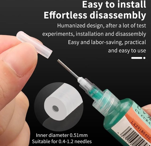 50 Stück Silikon-Schutzkappen für Klebstoff-Dosierspritzen, transparente Luftdichte Anti-Verstopfungs-Spritzenabdeckung für professionelle Laboranwendungen - Bild 1