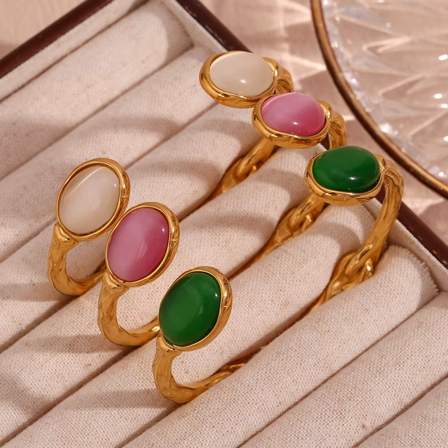 E.B.belle Armband, grüner Achat, rosa Kristalle, 18 Karat vergoldet, Damen - Bild 2