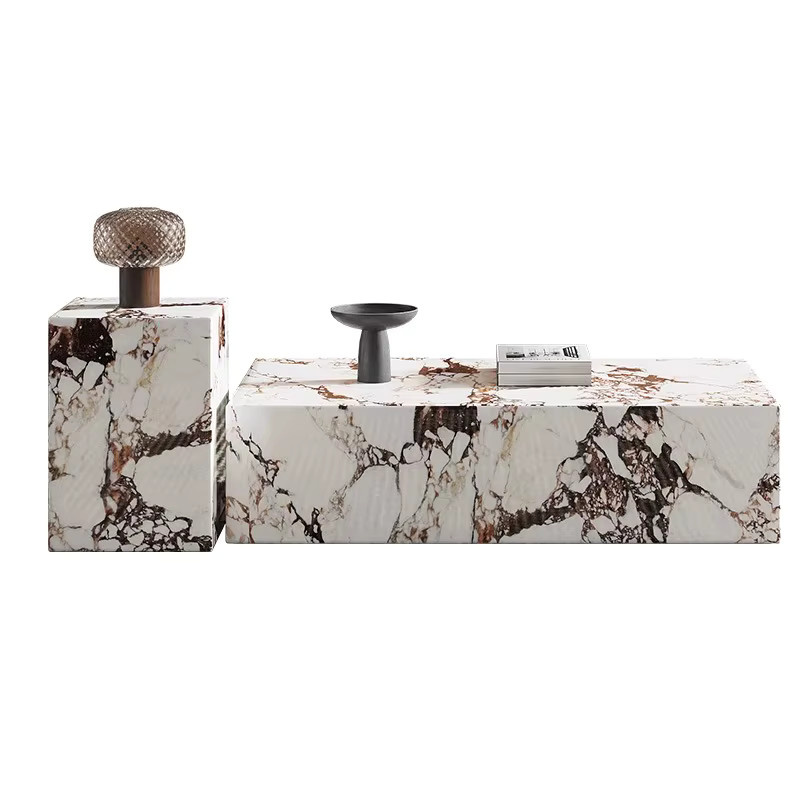DUTRIEUX Couchtisch Modern mit Glasplatte und Marmor-Design in Transparent und Abstract-Optik - Bild 4
