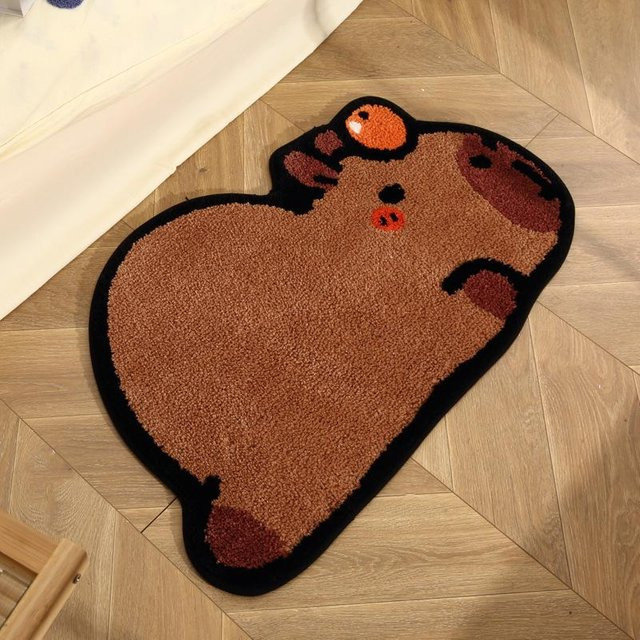 Saugfähige Plüschmatte für Badezimmer und Kinderzimmer, Schwarz, B/T: 80 x 48 cm - Bild 1