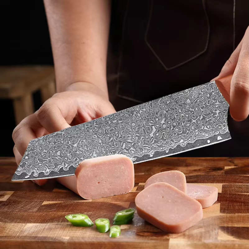 GuanQi Damaskus Stahl Hackmesser mit Holzgriff in Silber - Bild 3