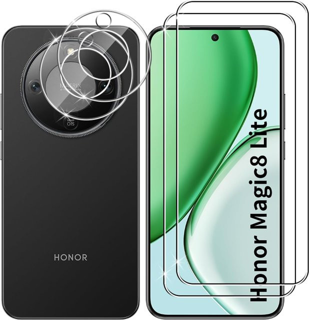 2+2er-Pack Displayschutzfolie aus gehärtetem Glas und Kameraschutz für Honor Magic 8 Lite 5G, transparent - Bild 1