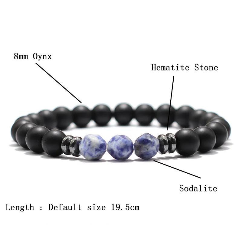 SunFlowers Story Armband, Schwarz, Onyx, Tigerauge, Sodalith, Perlen, Herren - Bild 2