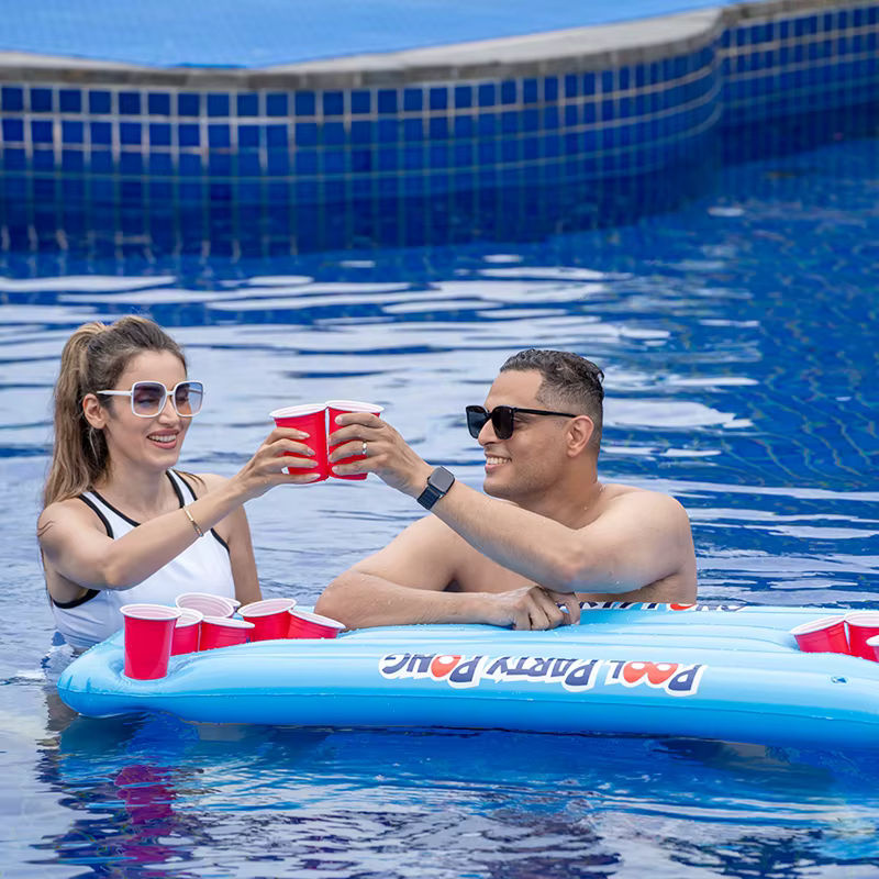 YHSBUY Aufblasbare Wasser-Hängematte mit Getränkehalter und Bier-Tisch in Blau - Bild 6