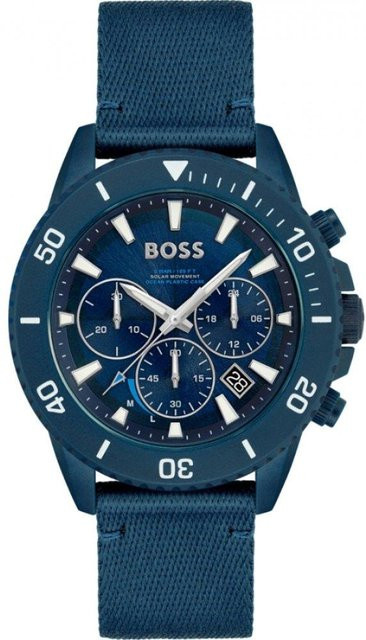 Hugo Boss Chronograph, Quarz, Edelstahl, 46 mm, Textil/NATO, Blau, Herren - Bild 1