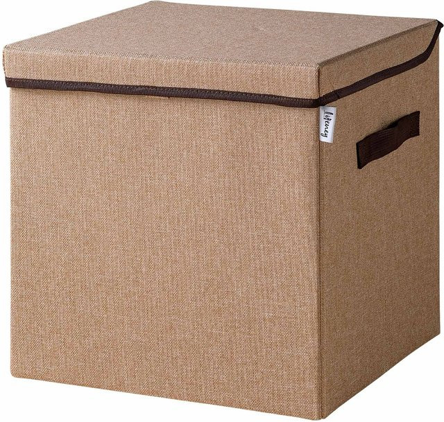Lifeney Aufbewahrungsbox aus Stoff mit Deckel und Griffen, braun, B/T/H: 33 x 33 x 33 cm - Bild 1