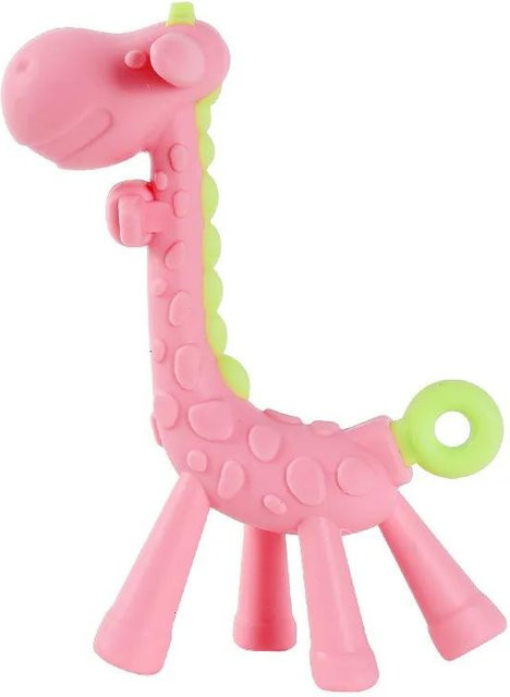 NATAWA Beißring aus Silikon für Babys und Neugeborene in Pink und Bunt mit Tier-Motiven - Bild 1
