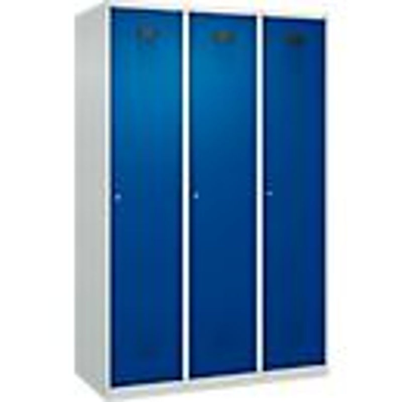 Kleiderspind C+P Evolo Plus mit 3 Abteilen, Zylinderschloss und Soft-Close-Türen, lichtgrau/enzianblau, B/T/H: 120 x 50 x 185 cm - Bild 2