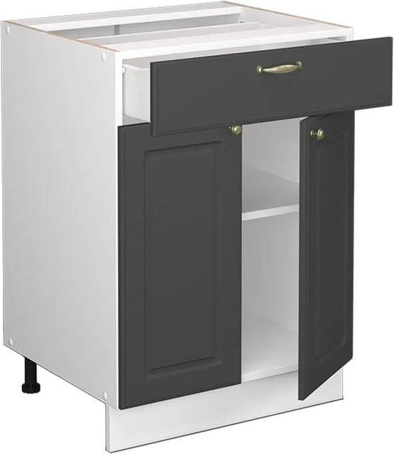 Vicco Küchenunterschrank Fame-Line in Anthrazit-Gold/Weiß mit Schublade und Eiche-Optik, Breite: 60 cm, Höhe: 82 cm, Tiefe: 60 cm - Bild 1