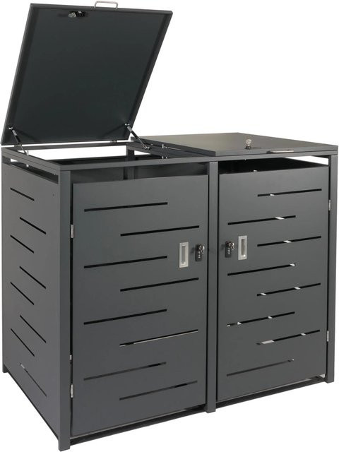 PROREGAL Mülltonnenbox XL 2er Erweiterbar aus Stahl in Anthrazit B/T/H: 116 x 141 x 98 cm - Bild 1