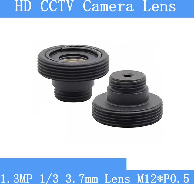 Aimetis Infrarot HD CCTV-Objektiv mit 1,3 MP Auflösung, schwarzes knopfförmiges Objektiv, 3,7 mm, M12x 0,5 Gewinde - Bild 1