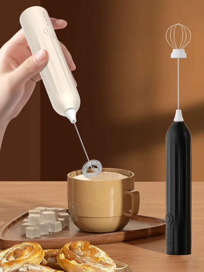 XIADYINJIA Elektrische Milchschaummaschine mit 3 Gängen, wiederaufladbarer Handmixer und Eierschläger aus Kunststoff - Bild 6