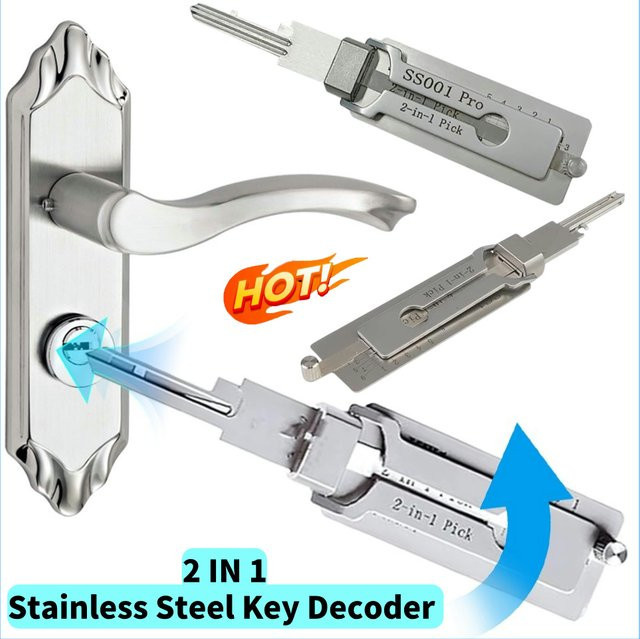 Alloet Edelstahl Schlüssel Decoder und Präzisions-Pickup-Kit in Silber für Türschloss-Wartung und Reparatur - Bild 1