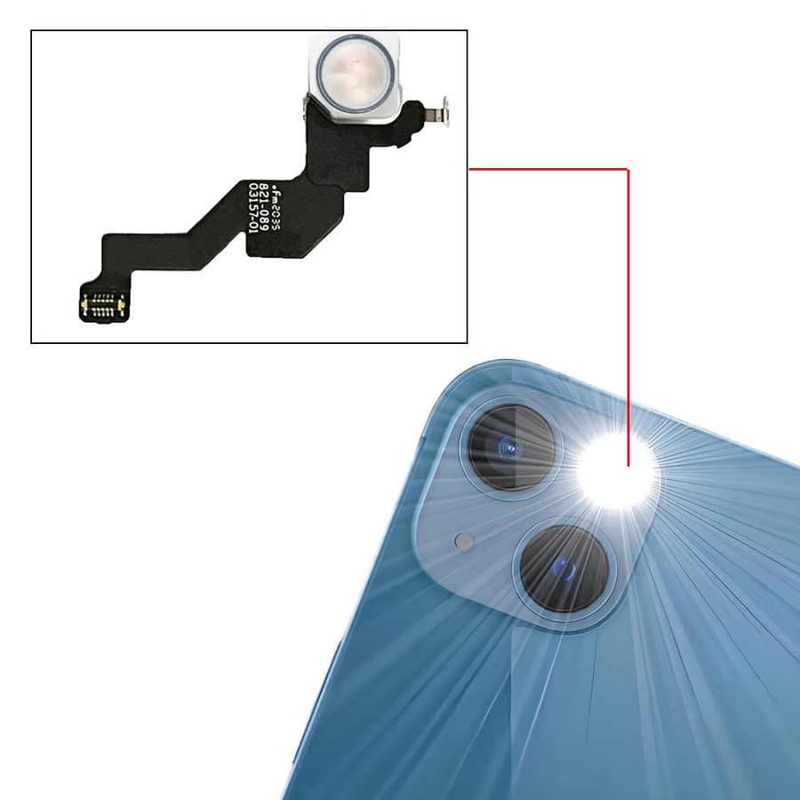 LED-Blitzlicht-Flexkabel Ersatz für iPhone 12 13 14 15 Plus Mini Pro Max in Schwarz - Bild 2