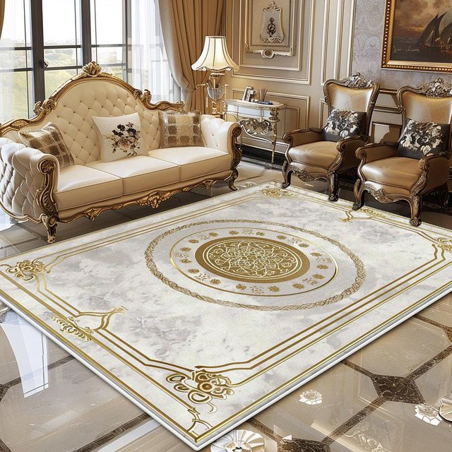 Karpetti Wohnzimmer Teppich Gold Modern Geometrisch Weich B/B/H: 180 x 250 cm - Bild 1