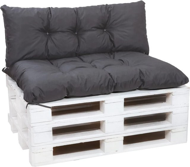 Setgarden Palettenkissen Set in Anthrazit bestehend aus einem Sitzkissen und einem Rückenkissen B/T/H: 120 x 60 x 15 cm und 120 x 40 x 15 cm - Bild 1