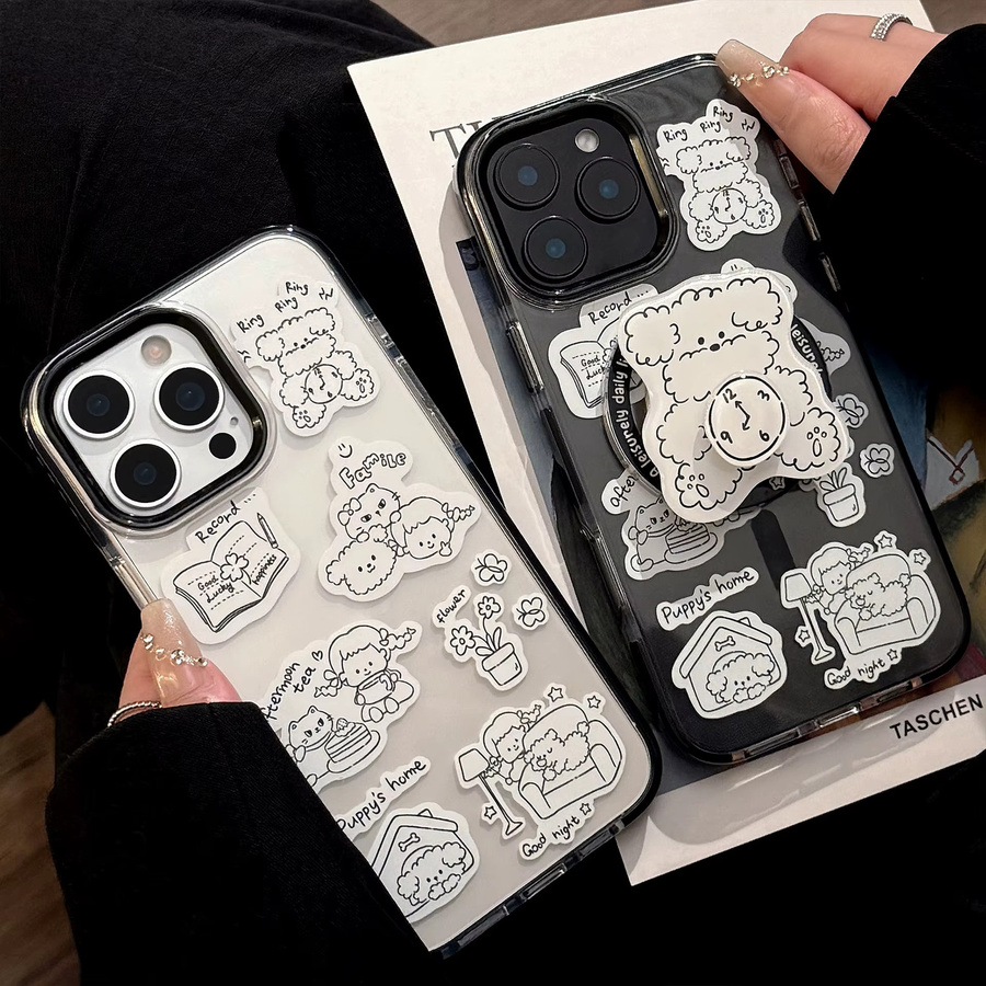 Magnetische iPhone Handyhülle von MUQGEW mit Graffiti-Cartoon-Hundedesign, stoßfeste und transparente Abdeckung für iPhone 12 bis iPhone 17 Pro Max - Bild 4