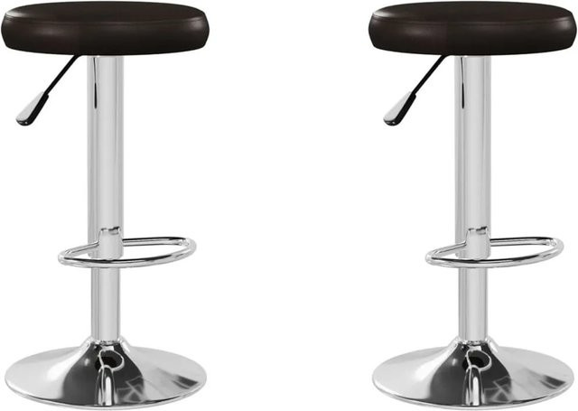vidaXL Barhocker 2er Set aus braunem Kunstleder mit verchromtem Stahl - Bild 1