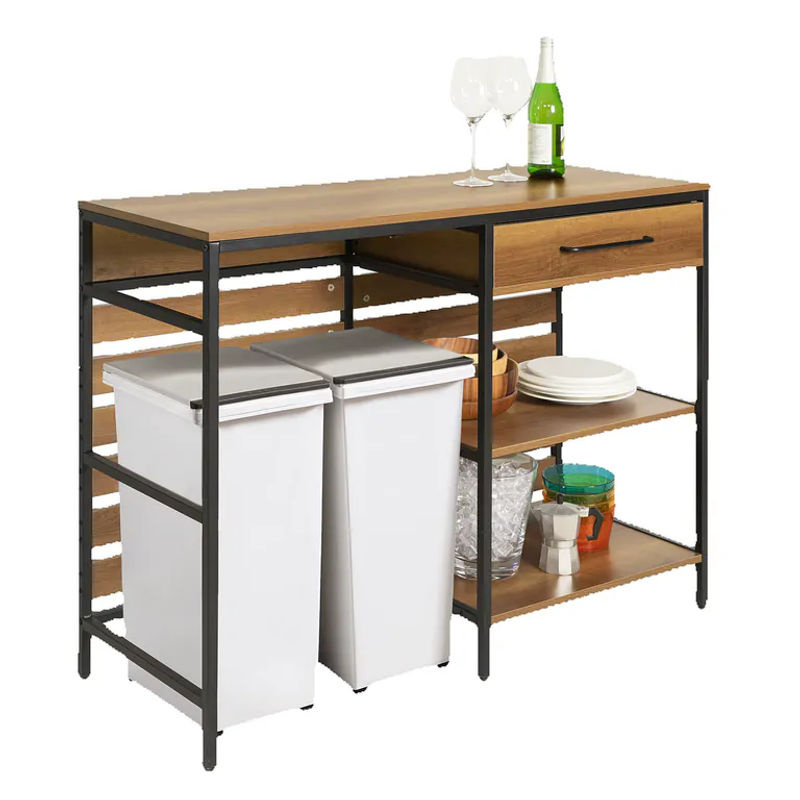 SoBuy Küchenwagen FSB71-PF in Vintage Design mit Arbeitsplatte und Rollen, Braun, B/T/H: 120 x 90 x 45 cm - Bild 3