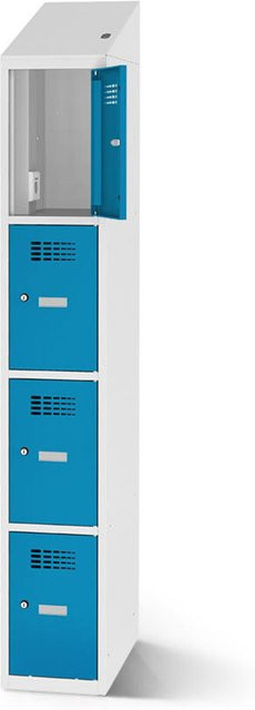 rotstahl Fächerschrank mit 4 Fächern und Ladefunktion, blau, B: 40 cm, H: 200 cm - Bild 1