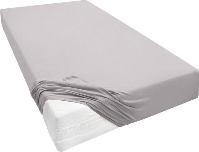 BIBERNA Premium Jersey-Elasthan Spannbettlaken für Boxspringmatratzen, Grau, B/T: 90-100 x 200-220 cm - Bild 1