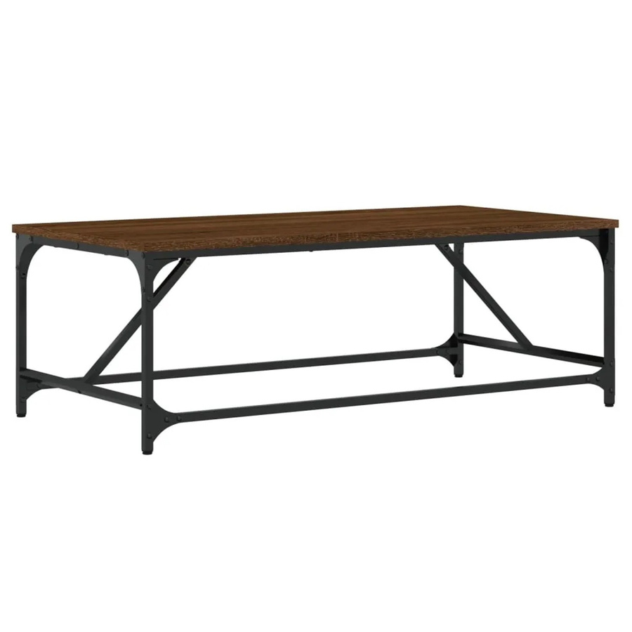 vidaXL Couchtisch in Braun Eichen-Optik aus Holzwerkstoff und Metall, B/T/H: 100 x 50 x 35 cm - Bild 2
