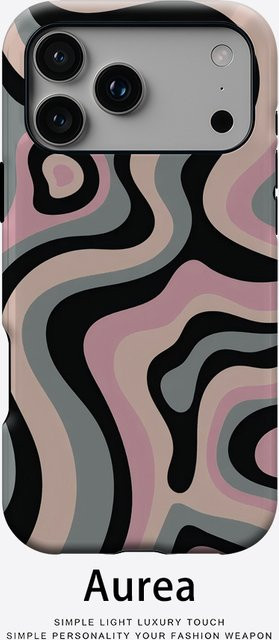 Robuste doppelschichtige Magnet-Handyhülle von Potdemiel mit rosa-grauem Wirbel-Design für iPhone 17 16 15 14 13 Pro Max Plus - Bild 1