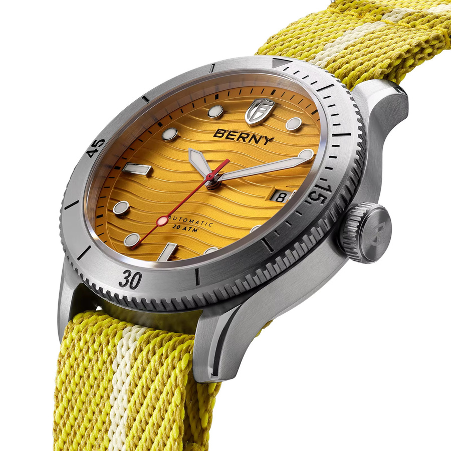 BERNY Taucheruhr, Automatik, Edelstahl, Saphirglas, Textil/NATO, Herren - Bild 6